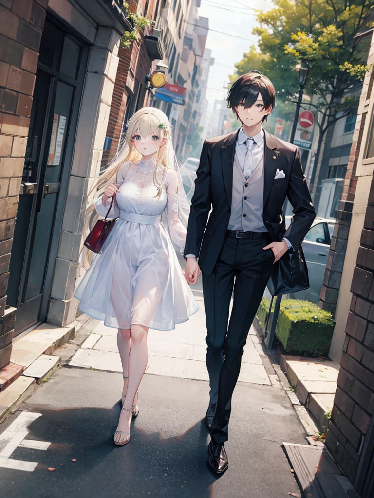 A young couple walking and holding Jesus' hand