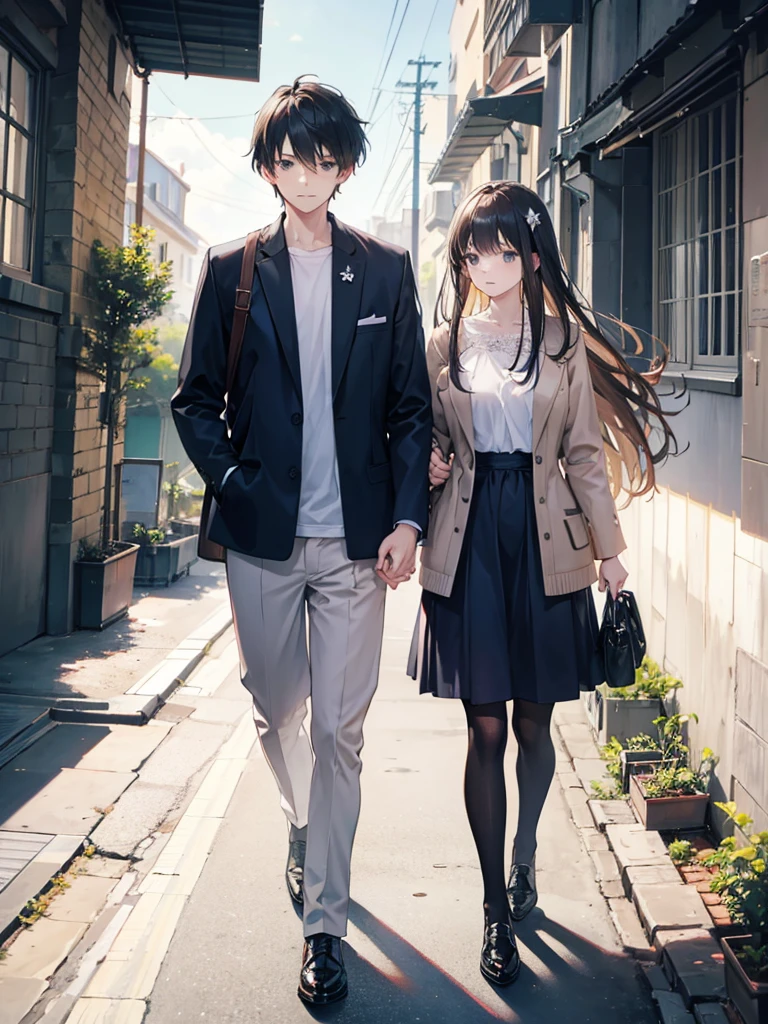 A young couple walking and holding Jesus' hand
