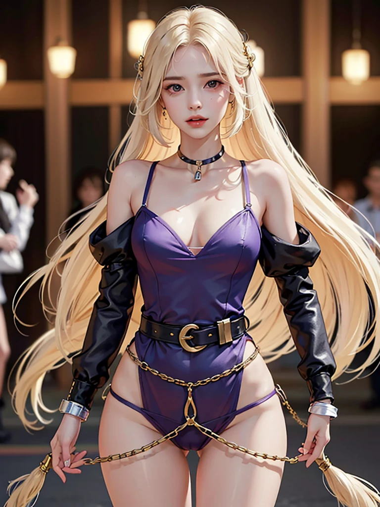 ((((Best Quality, 8K, 32K, masterpiece, 1.2)))),{{solo}},nsfw,{{{Artist: EUPHORIA's style}}},((perfect beautiful face:1.2)), slender body, bdsm, restrained, bondage, chastity belt, shackled , bright clear room, ((a lot of public hairs:1.3)), embarrassed, leaking pussy juice from pussy through chastity belt,