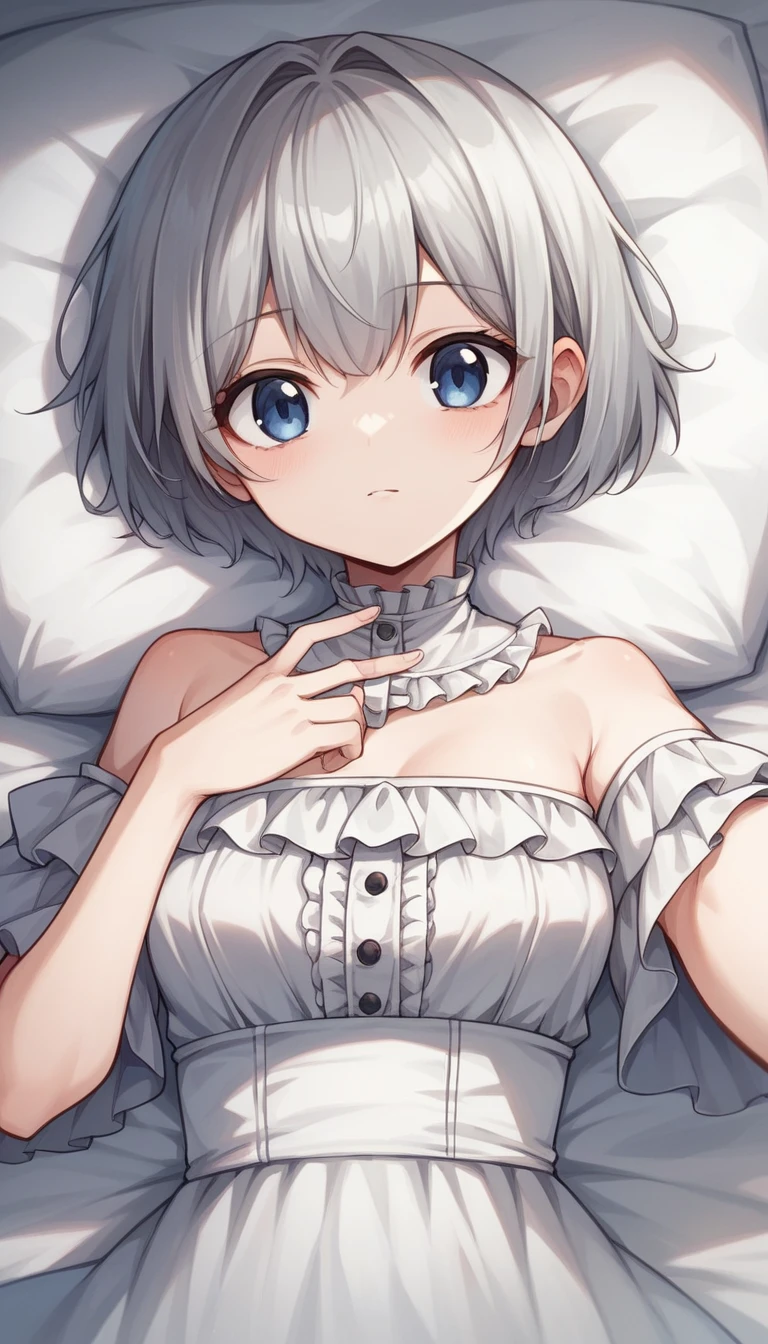 NSFW,((1man with 1woman,Having sex)),Lying down,lift both legs,Turning the,show off nipple,vaginal penis,(Best Quality,4K,8K,hight resolution,masutepiece:1.2),Ultra-detailed,Beautiful Girl,Enchanted,Enchanting,cheerfulness,divine,magical effect,silver white hair,e Blue Eyes,pale pink wedding dresses,Bride's crown,small amount of sky blue cloth,Sophisticated clothing,detailed lace,Delicate frills,Bedroom,during night,lacepantyhose,sacred stripes,Transparent costume,jewel decorations