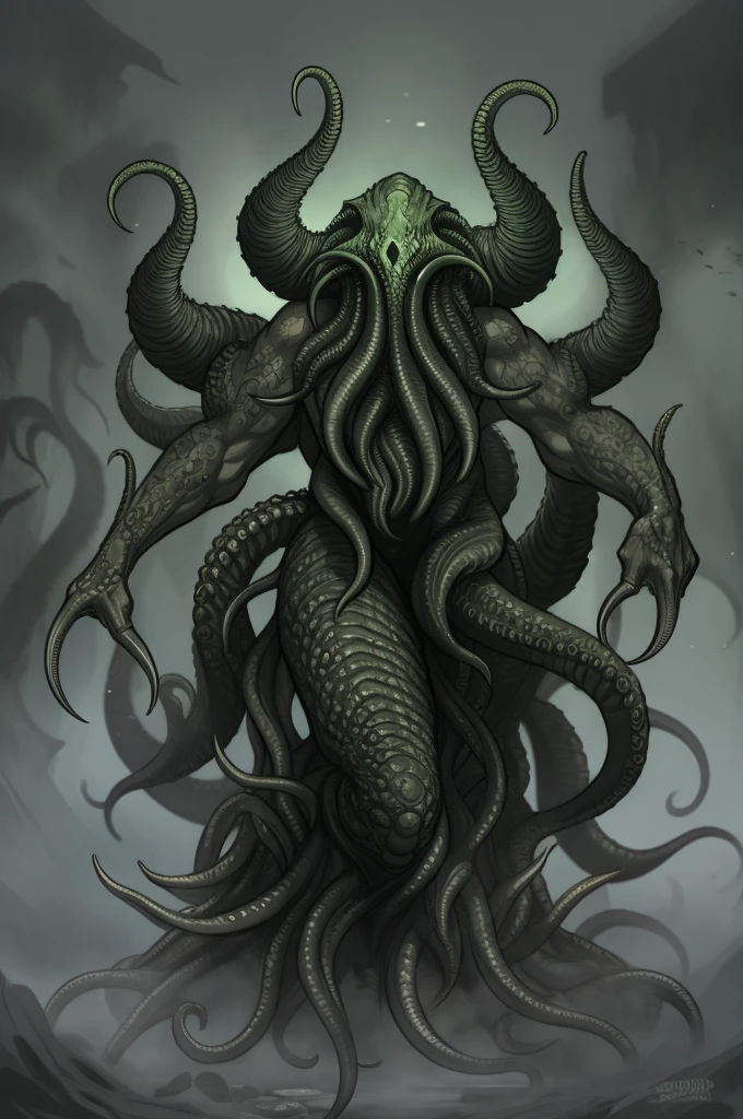 (No humans)、An alien tentacle creature with tentacles branching out from a central body with a single large eye、From below