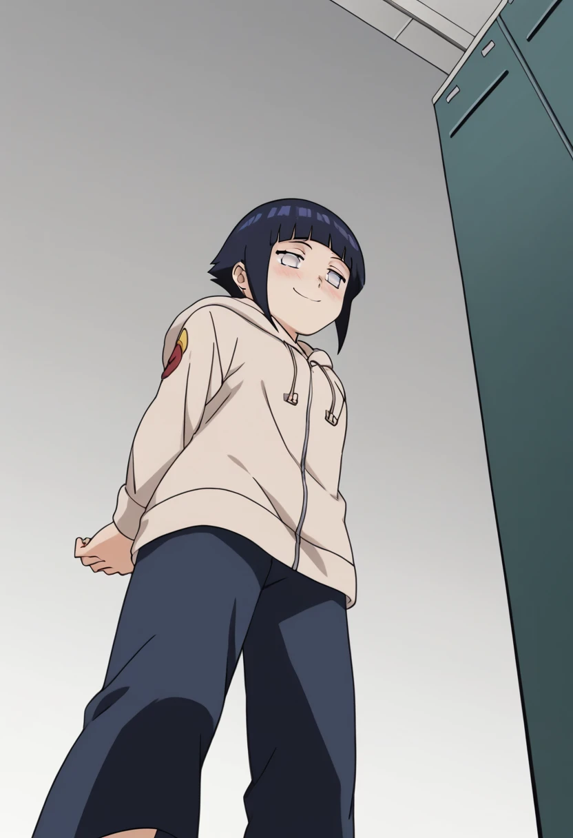 score_9, score_8_superior, score_7_superior, score_6_superior, score_5_superior, score_4_superior, break, sauce_anime,
One girl, Hyuuga Hinata, short hair, Black Hair, no psuperiorils, Blunt bangs, Shiny Hair, White eyes, hoodie, Lower the hood, Long sleeve, Capri Pants,
Put your hands behind your back, blush, smile, superiorper body, View your viewers, alone, Simple Background, White Background, anime screencap, anime ((Nude))(pixel perfect, detail perfect), 独奏, one girl, nsfw, changing room, changing clothes, undressing, Voyeur, expressionless,Washing face low angle(From below