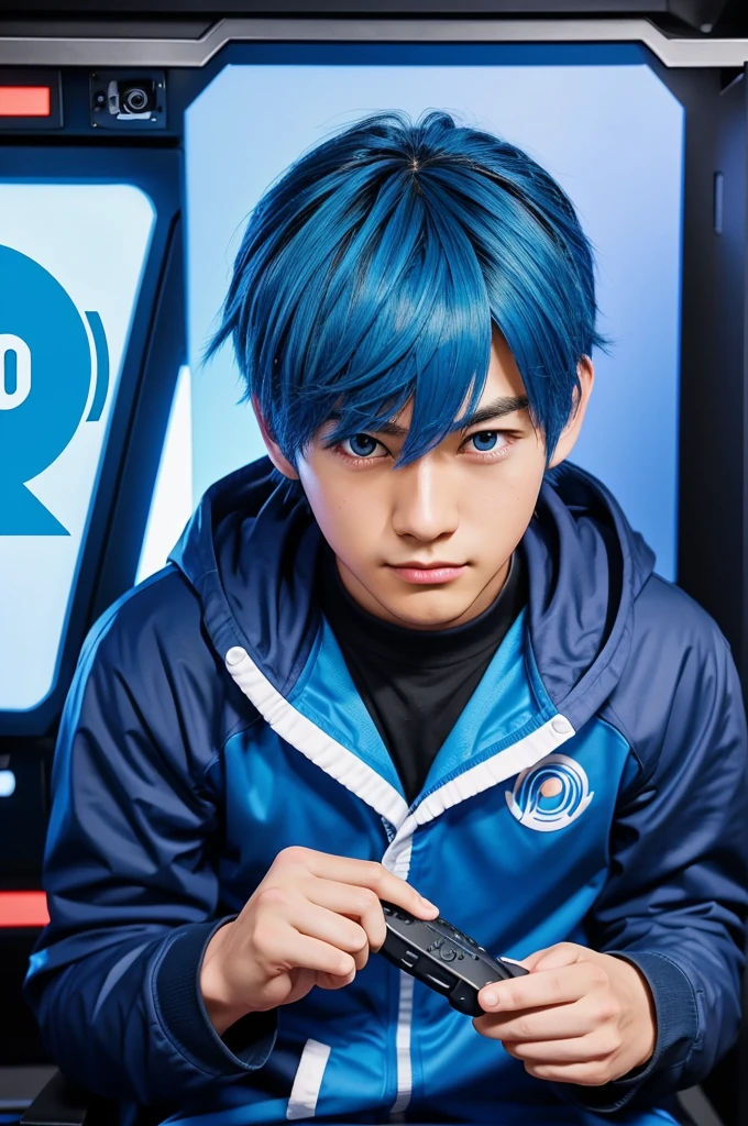 anime boy gaming this gaming logo feature a blue color and op font thank you logo for youtube channel And Front Long and my office Play Batten Background Blue Loga
