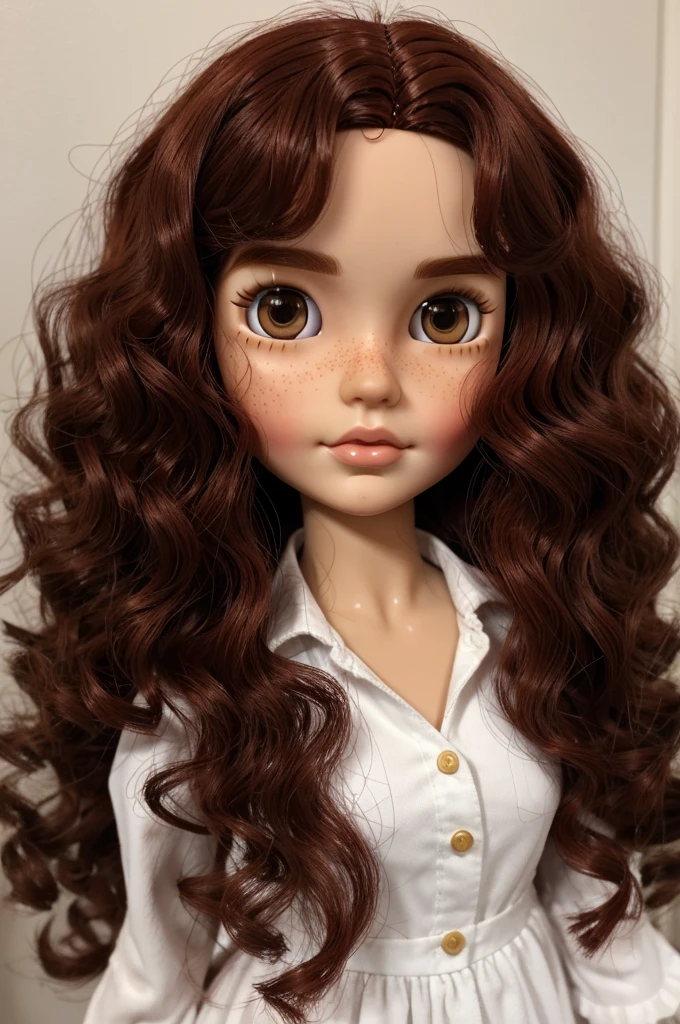 blythe doll red dark hair with curls freckles dark brown eyes