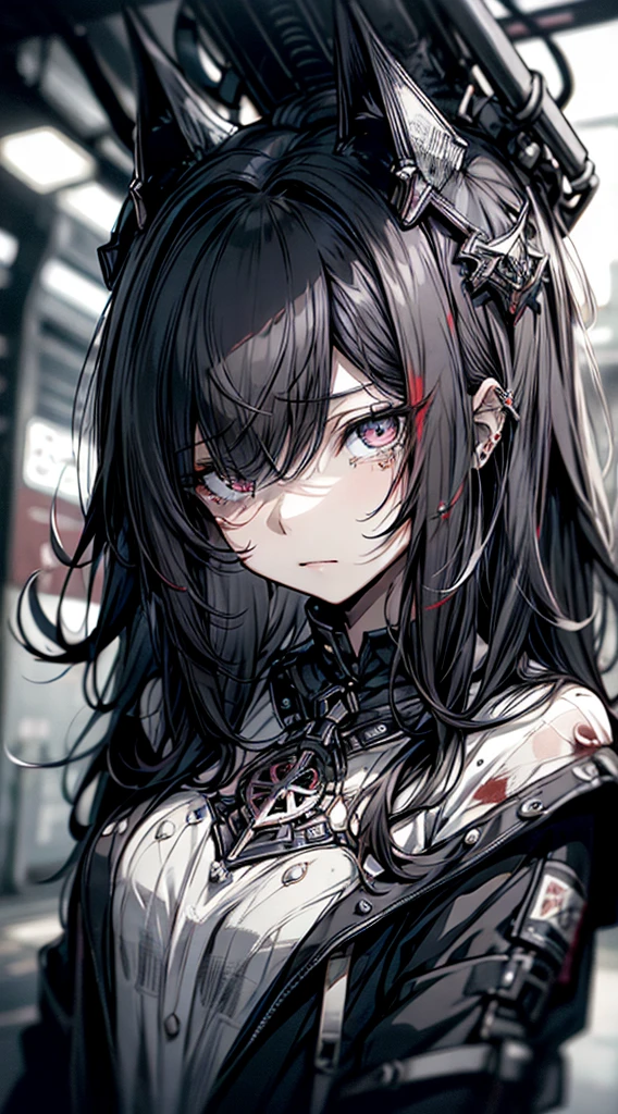 Tears of blood flow from the eyes、cadaver、Covered in blood、Blood splatter、Dark shades、Red tint、squint、Stranger、See others、Ahegao , Stupid,Sexual Ecstasy,Drunk Eyes,Blunt bangs, Black Hair, (Beautiful, detailed eyes: 1.2), (Detailed Background,Dark fantasy), (Beautifully detailed face), High Contrast, (Best lighting, Very delicate and beautiful), ((Cinematic Light)), colorful, Hyper Detail, Dramatic Light,