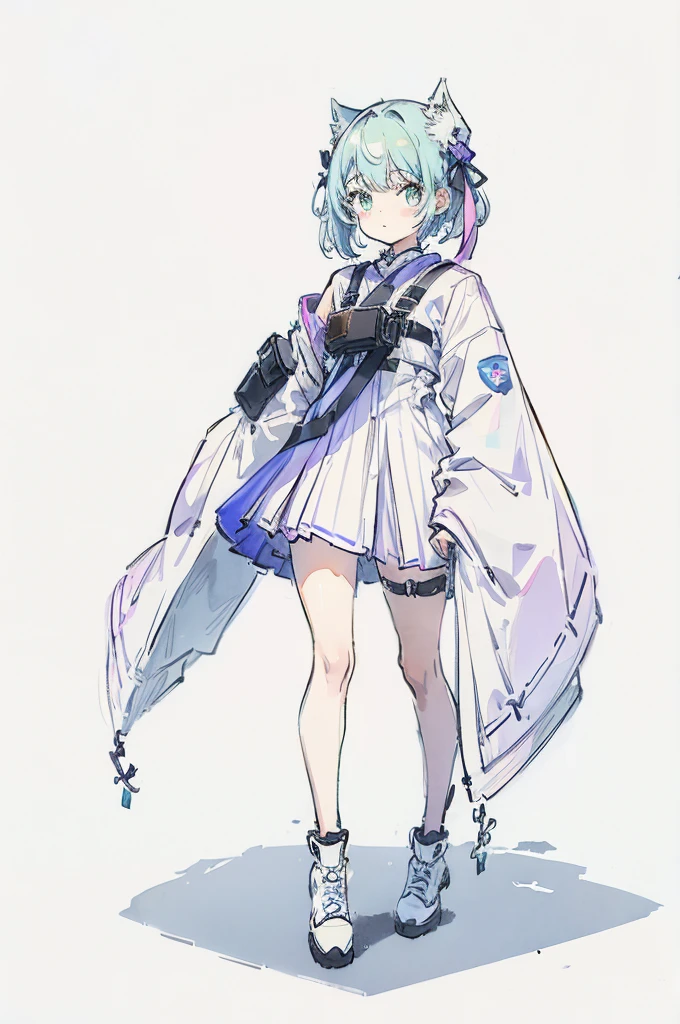 1girl, pastel, white background, full body