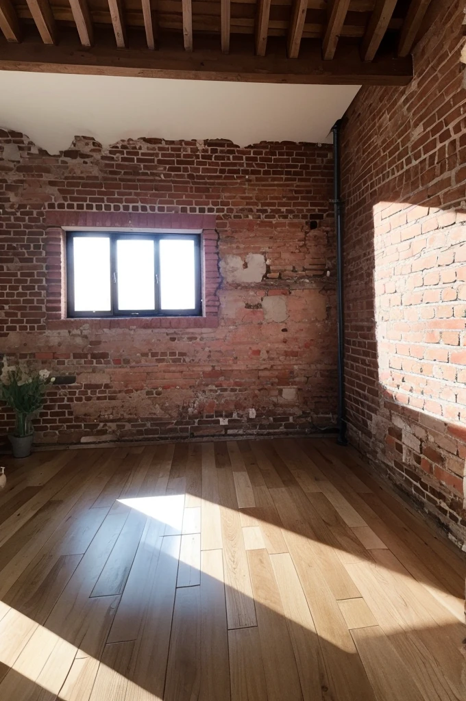 Simple brick house interior scene,No furniture,