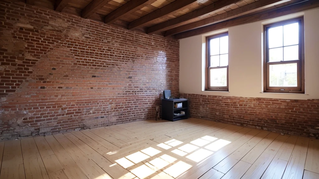 Simple brick house interior scene,No furniture