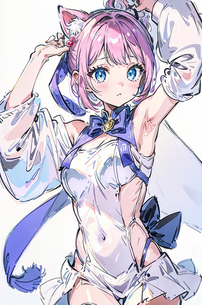 Idol、girl、White background、whole body