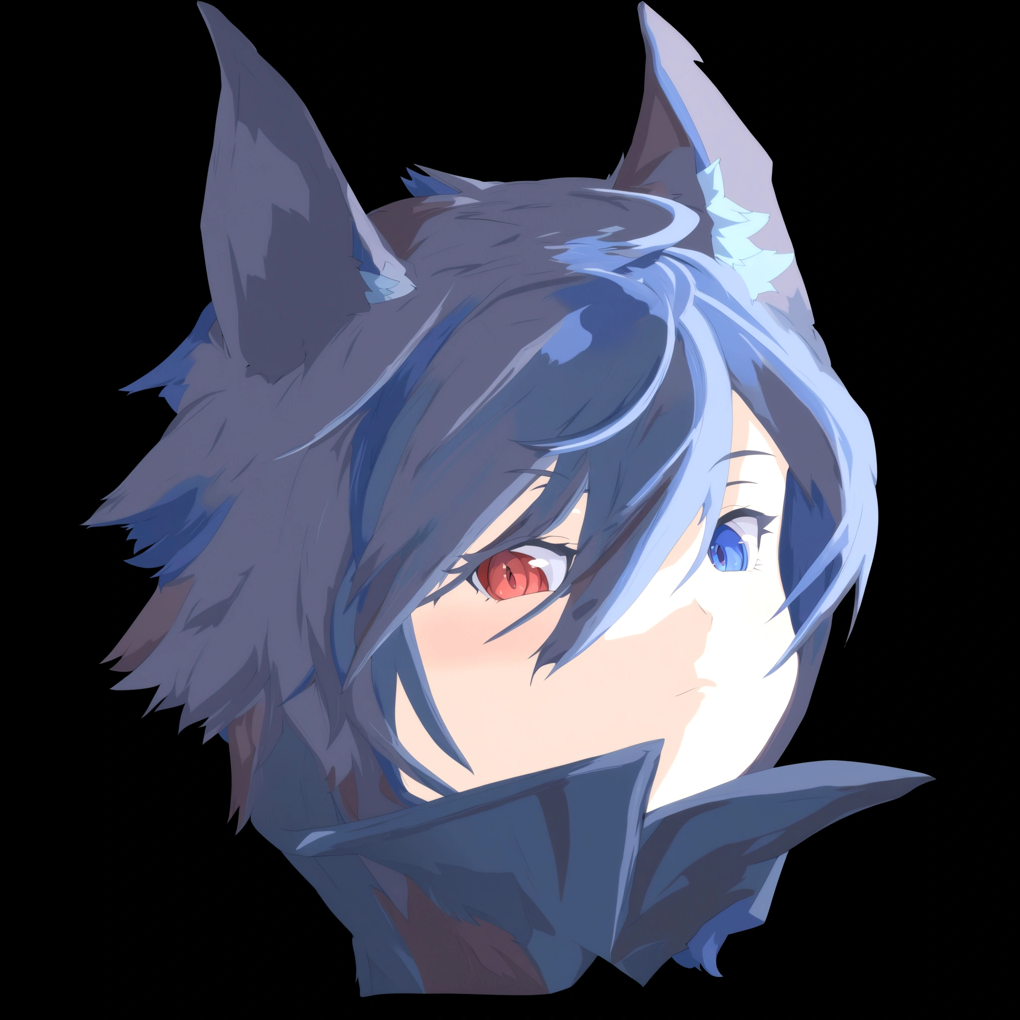anime girl with blue hair and red eyes looking to the side, 2 d anime style, anime stylized, made with anime painter studio, epic anime style, anime moe artstyle, trigger anime artstyle, anime artstyle, anime catgirl, wolf ears, anime girl with cat ears, anime styled 3d, 2 d anime, in anime style