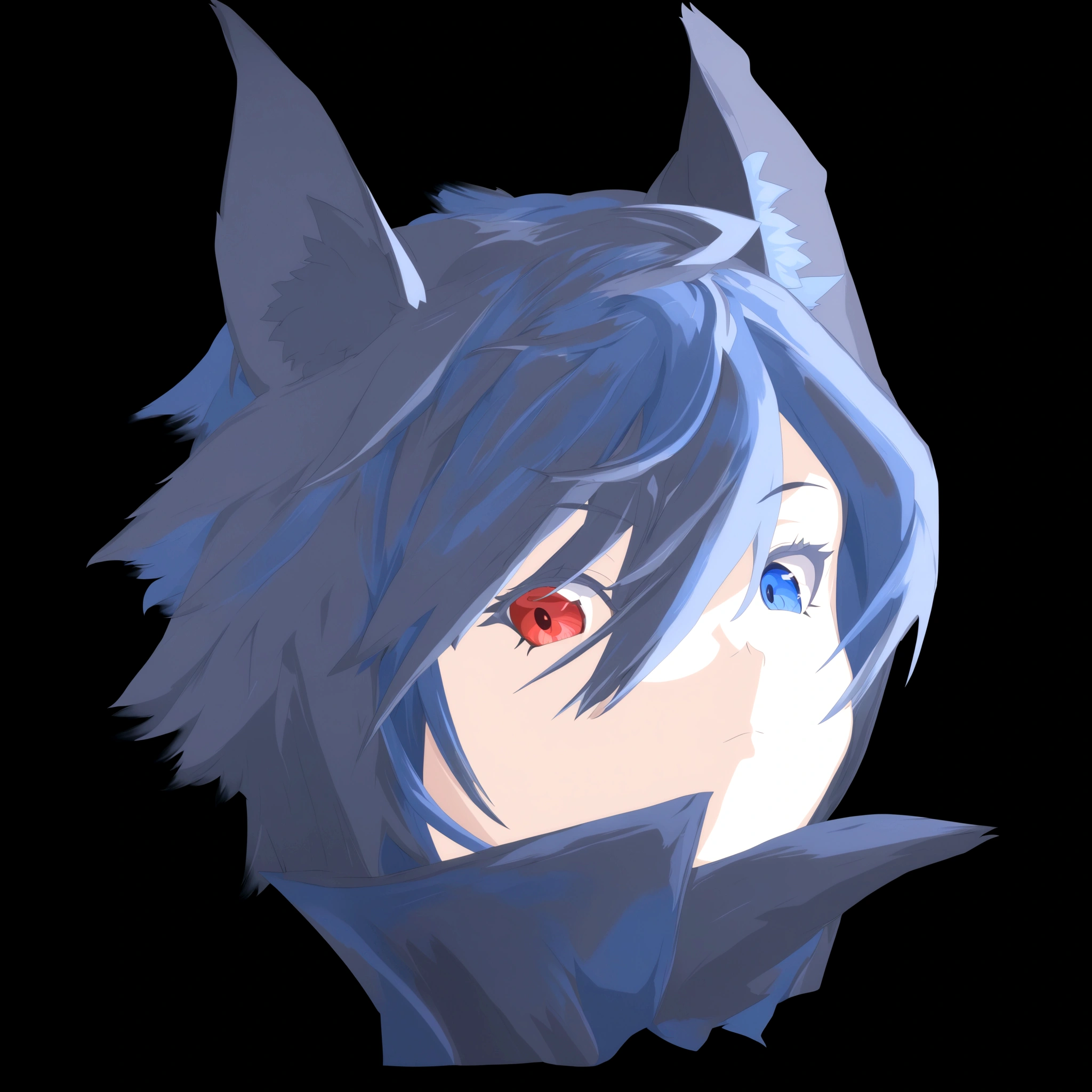 anime girl with blue hair and red eyes looking to the side, 2 d anime style, anime stylized, made with anime painter studio, epic anime style, anime moe artstyle, trigger anime artstyle, anime artstyle, anime catgirl, wolf ears, anime girl with cat ears, anime styled 3d, 2 d anime, in anime style
