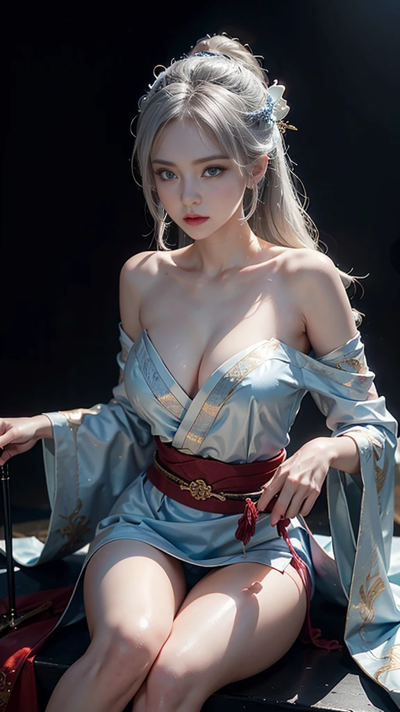 (Photoreal Stick:1.4, masutepiece:1..3, 8K), top-quality, masterpiece, 超A high resolution, Perfect dynamic composition, Professional camera work, Grow Light Effect, Mystical portrait, Cinematic Light, Highly detailed skin and facial texture:1.3, The ultra-detailliert, A detailed eye, (riding a dragon, carry a noble long cane), (myterious:1.3, Fanciful:1.2, tradition:1.2, majestueux:1.2), 1girl in, 25-years old, cute and sexy slim goddess, Fair skin, (Calm:0.9, Totally captivates you:1.0), (japanese kimono:1.3, off shoulders), (voluptuous breasts:0.9), (Backshots), (A beautiful Blue eyes, Eyes that feel beautiful eros:0.85), Sexy face:0.4, (A mouthfeel that feels beautiful eros:0.85), ((Too cute beauty:0.9)), Fantastic background, Eliminate unnecessary hands