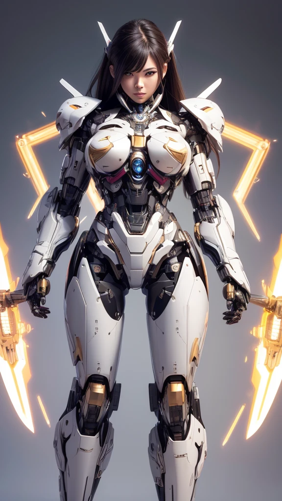Textured skin, Super Detail, high details, High quality, Best Quality, hight resolution, 1080p, hard disk, Beautiful,(Super Heroine),Oppai Missile,beautiful cyborg woman,Mecha Cyborg Girl,Battle Mode,Girl with a Mecha Body,She wears a battle cyborg mech with a weapon,Fulll body Shot