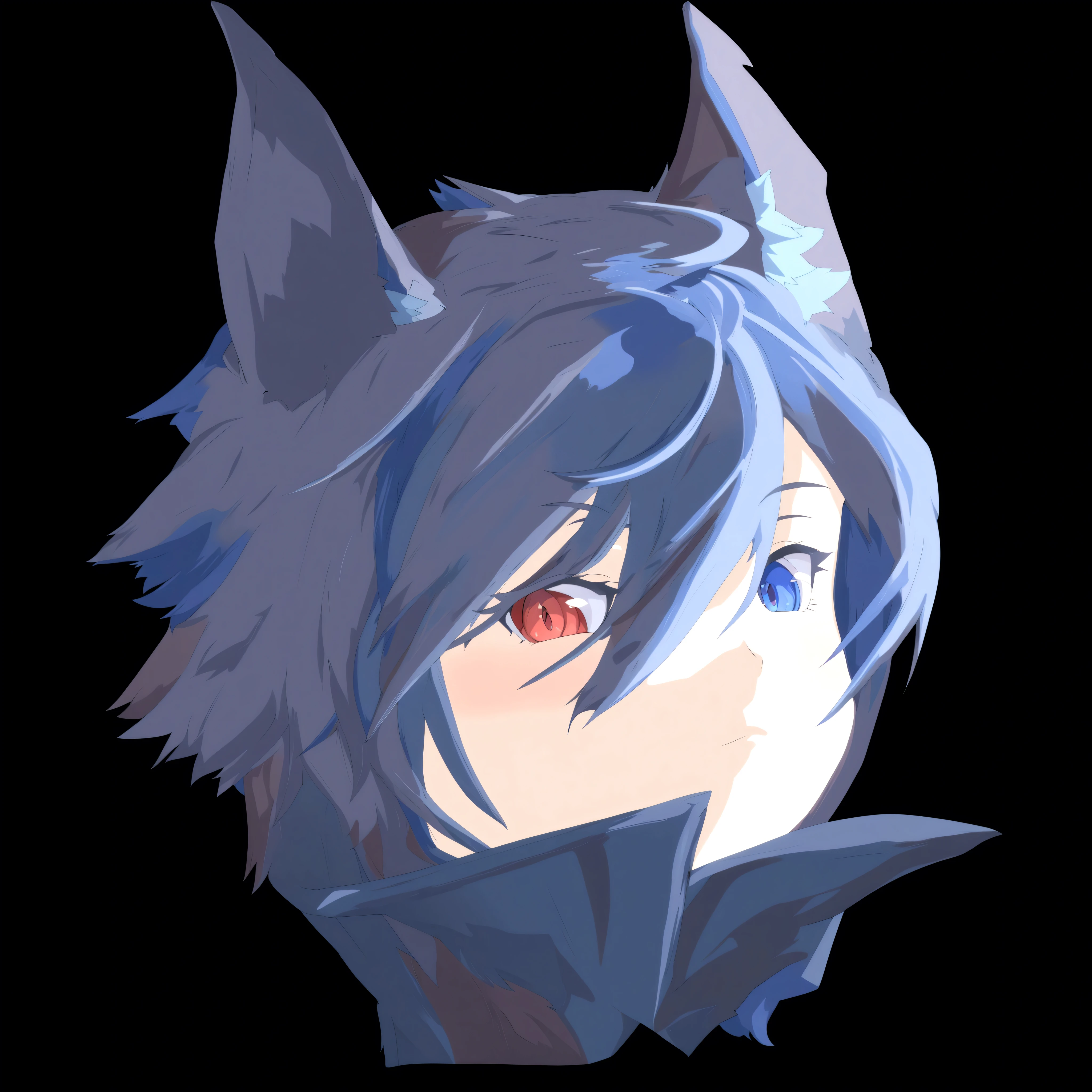 anime girl with blue hair and red eyes looking to the side, 2 d anime style, anime stylized, made with anime painter studio, epic anime style, anime moe artstyle, trigger anime artstyle, anime artstyle, anime catgirl, wolf ears, anime girl with cat ears, anime styled 3d, 2 d anime, in anime style