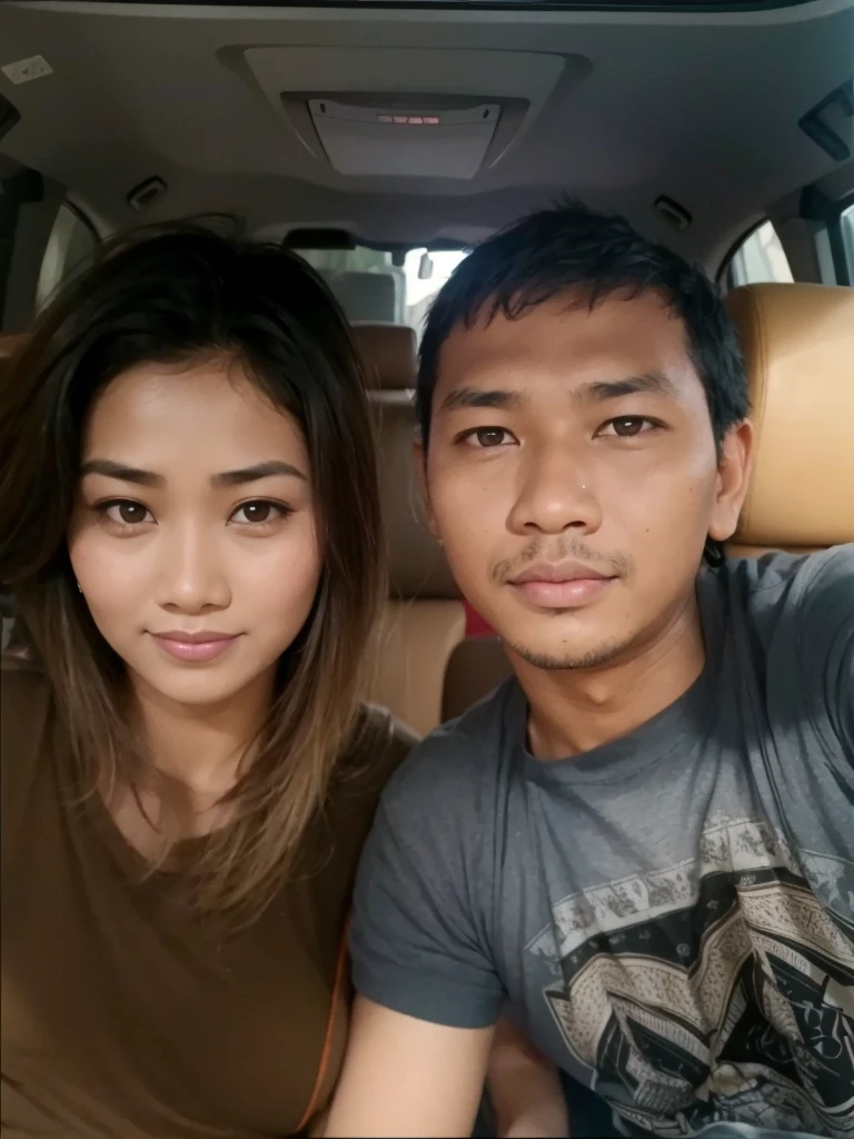 indonesia woman and man, (plump woman) , ( young man)