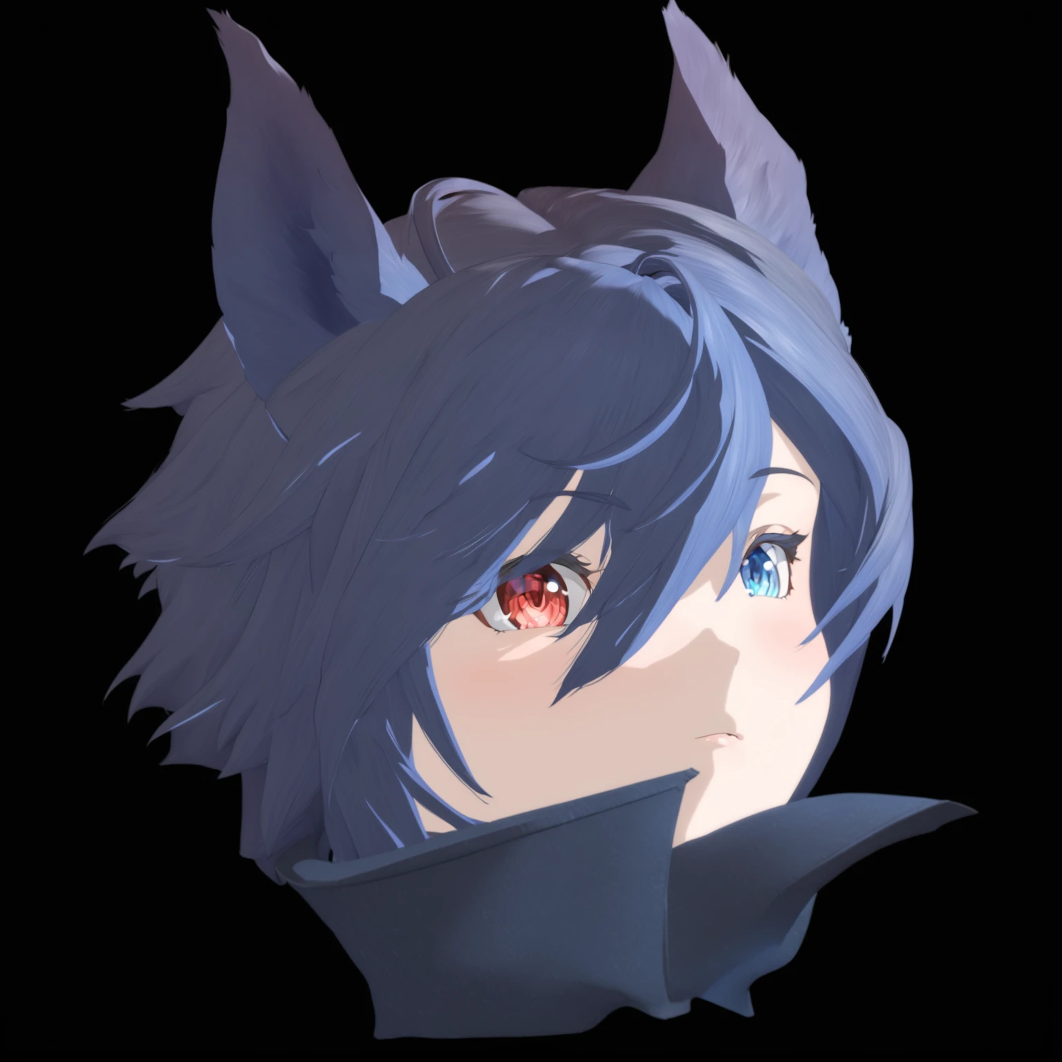 anime girl with blue hair and red eyes looking to the side, 2 d anime style, anime stylized, made with anime painter studio, epic anime style, anime moe artstyle, trigger anime artstyle, anime artstyle, anime catgirl, wolf ears, anime girl with cat ears, anime styled 3d, 2 d anime, in anime style