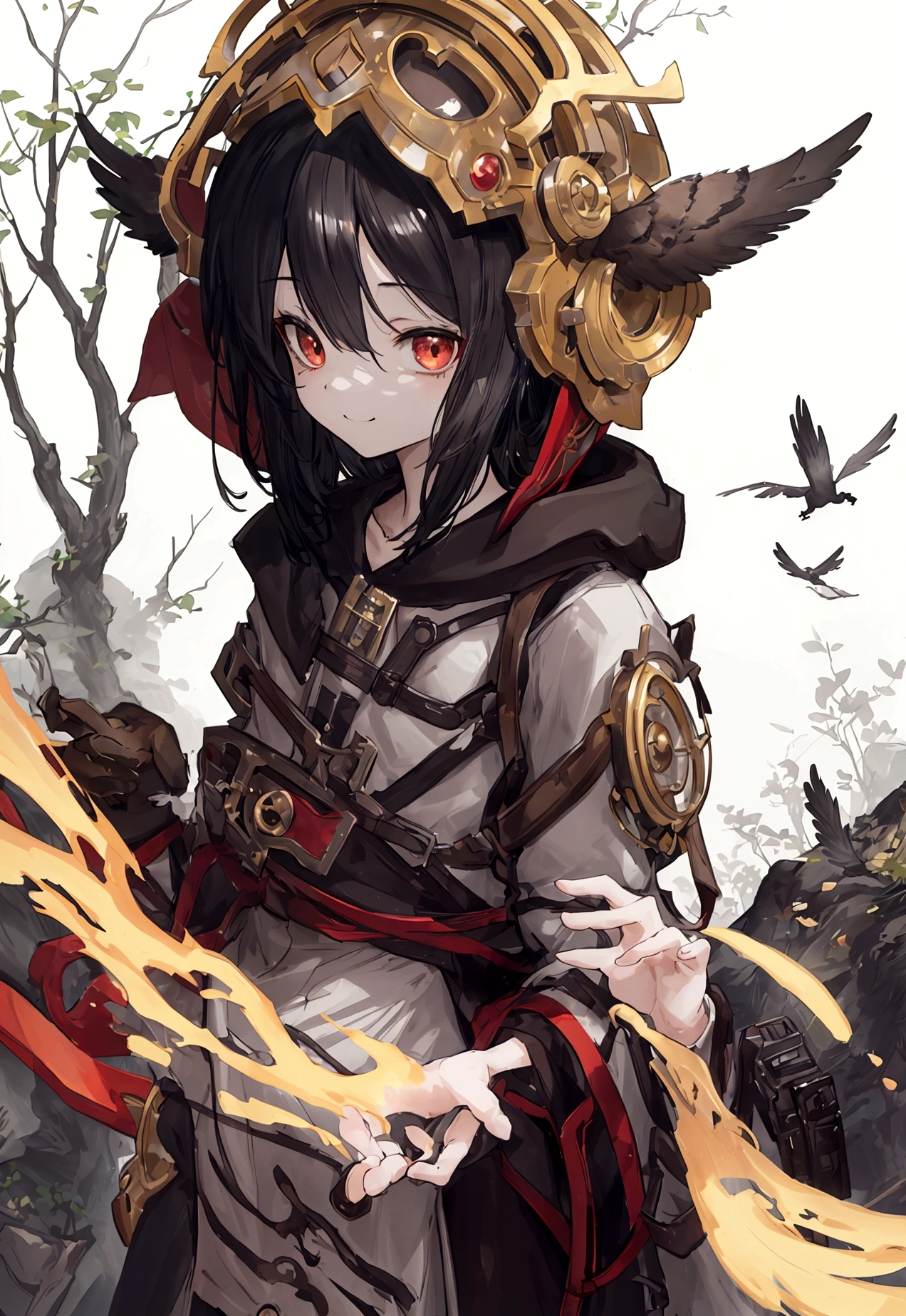 1 Male\(Made in Abyss,youth,aldult,20th Generation,beautiful,Furry,Robe,Bird Head Hood,Black Hair,wide,Loose pants,smile\),Bust,beautiful nature, From a distance it looks strange and chaotic..,Anime Style,Painting from the chest up, break ,quality\(8K,wallpaper of extremely deコーラed CG unit, masterpiece,High resolution,top-quality,top-quality real texture skin,Surreal,Increase the resolution,RAW Photos,la mejor quality,highly ,wallpaper,Cinema Lighting,Ray-tracing,Golden Ratio\),