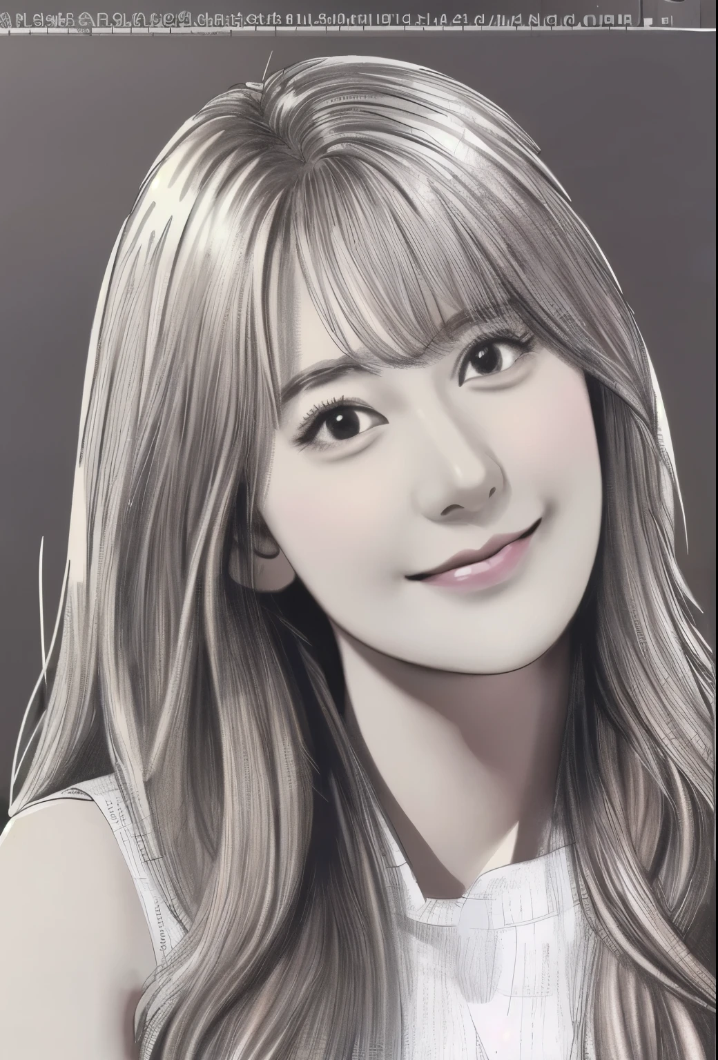 beautiful, alone, 最high quality, High resolution,masterpiece, high quality, One girl, sketch, drawing, pencil speed drawing works, ((user manual, sketch:1.5)), smile,