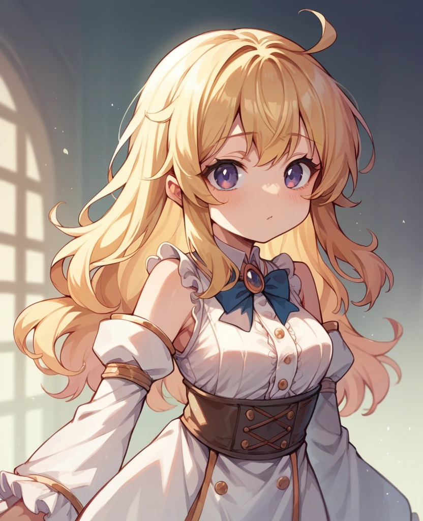 A girl with golden hair and short height and breasts are E-cup oppai loli