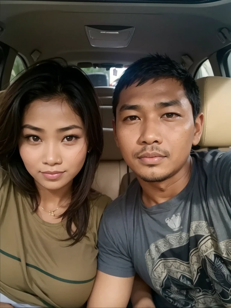 indonesia woman and man, (plump woman) , ( young man)