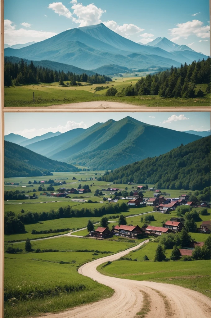 Woodcut northeastern scenery