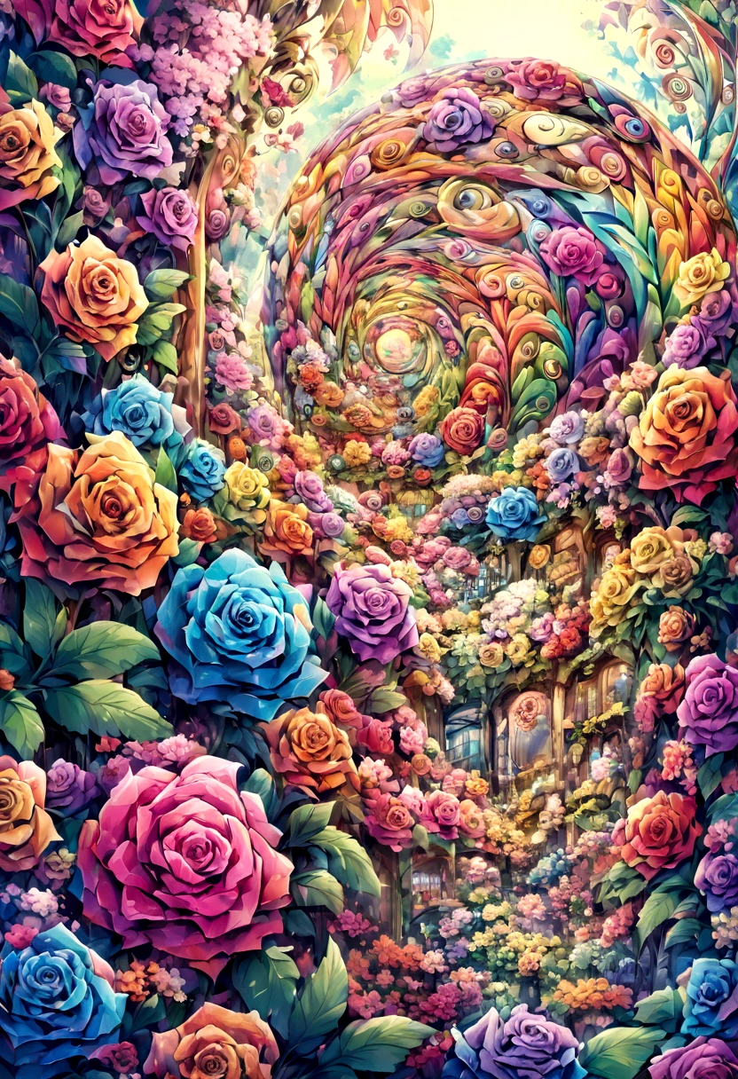 A flower shop logo,An abstract rose,Cartoon Style