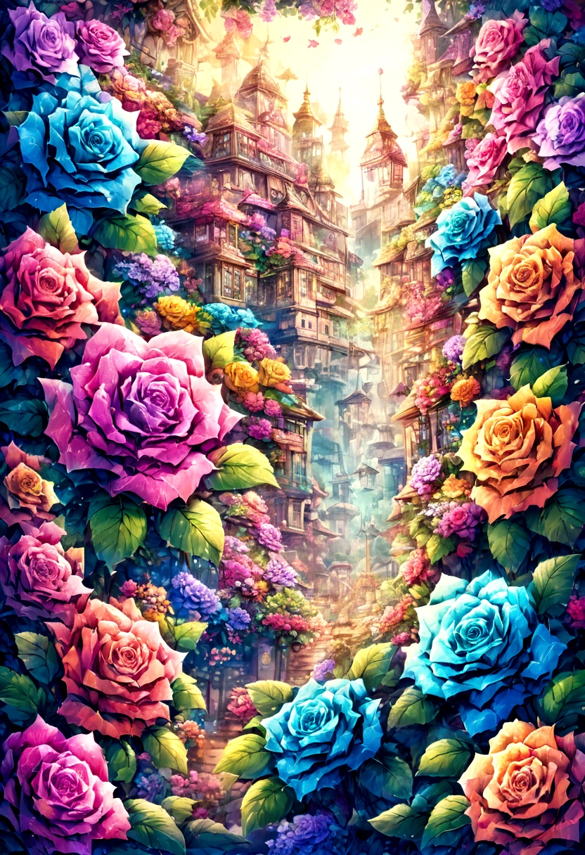 A flower shop logo，An abstract rose，Cartoon Style