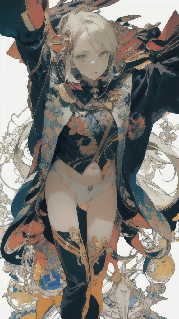 leaning back with hands out in the air,girl、high school girl、(masterpiece, highest quality, official art:1.2), (flat color:1.5),(colorful),looking at the viewer,1 girl,alone, white background, ,(2D:1.5) ,NSFW