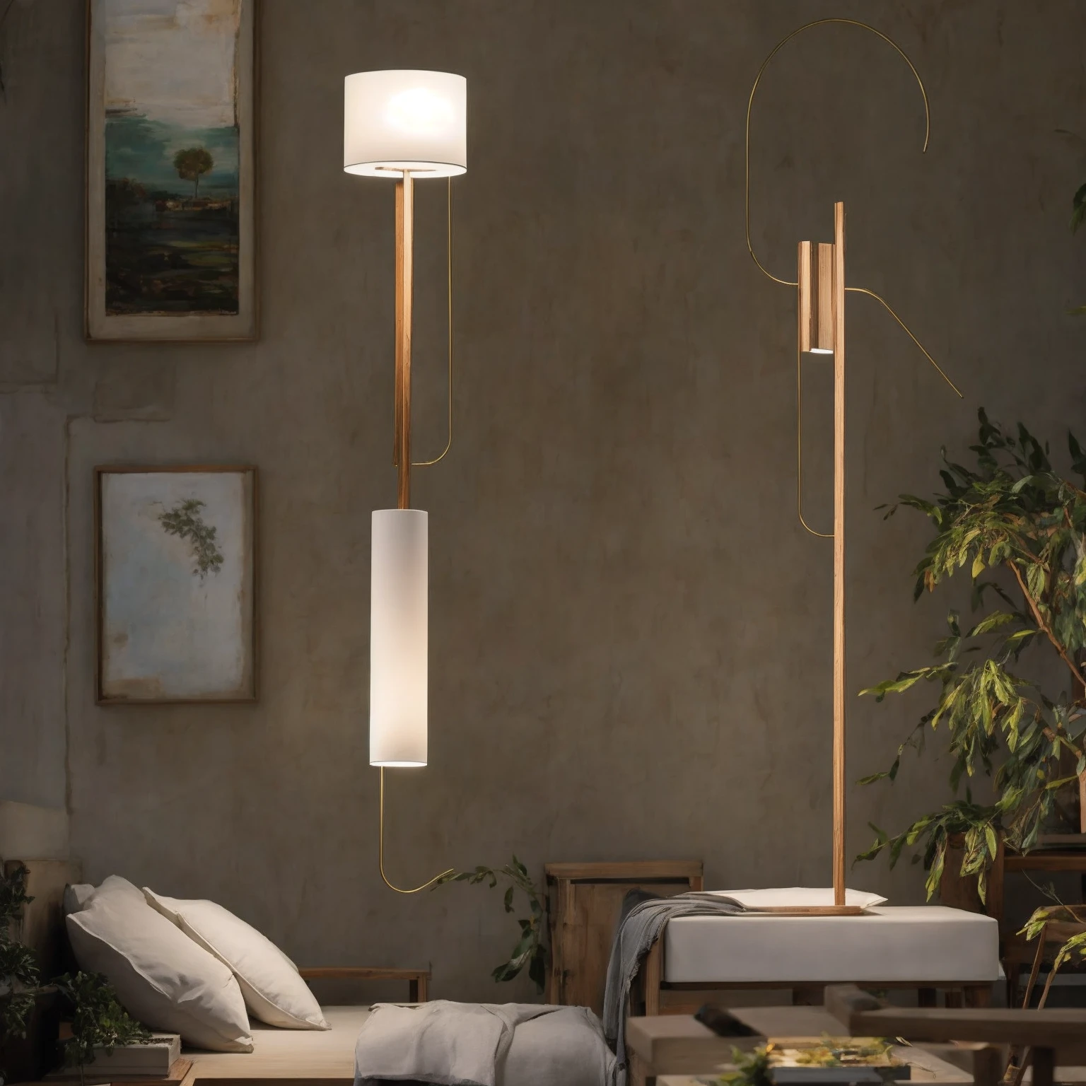 an all-in-one lamp, exquisite appearance, clean background, minimalism, industrial design, masterpiece, fresh and natural