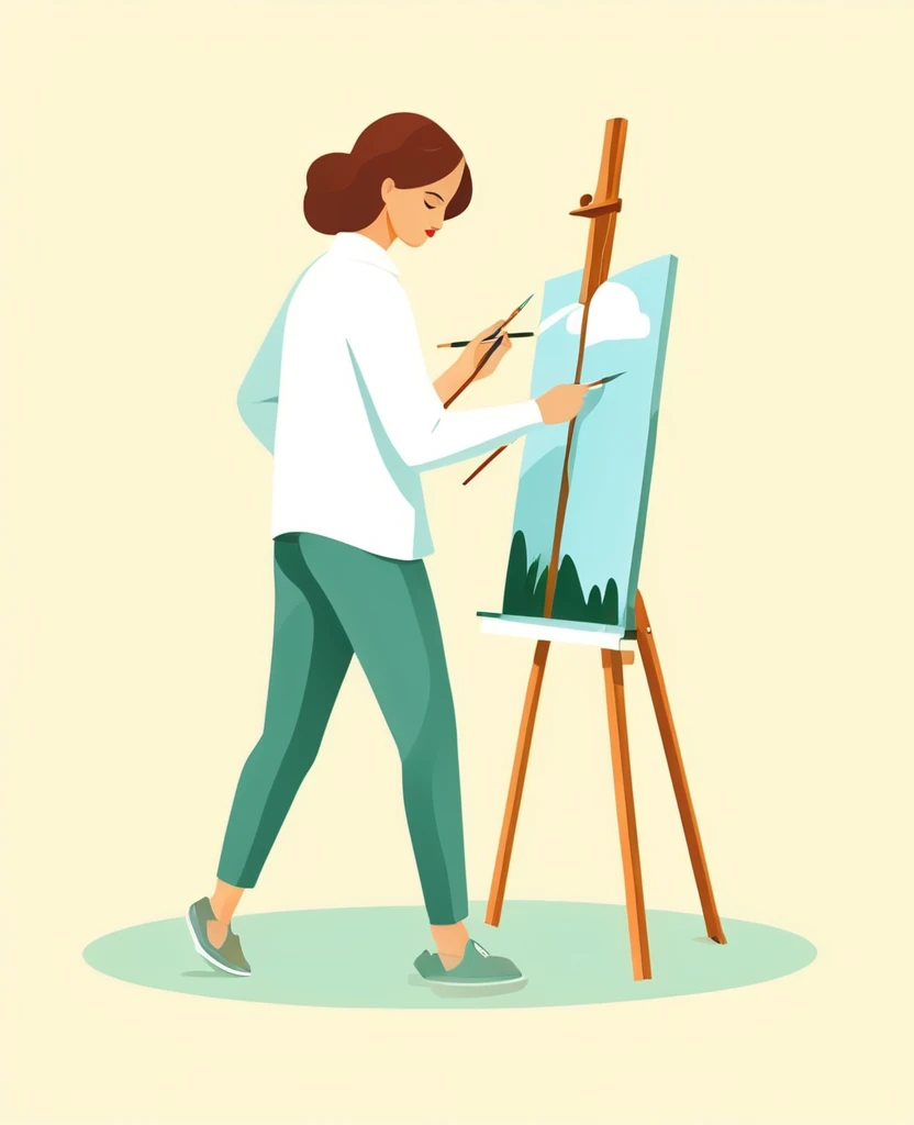 Artist painting illustration simple flat design