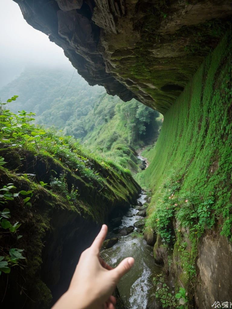 Looking down from the cliff。Forest on the ground