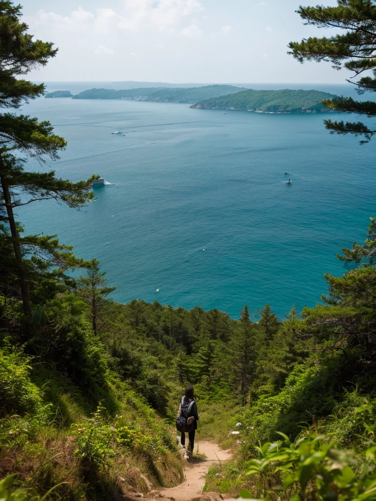 Looking down from the cliff。Forest on the ground