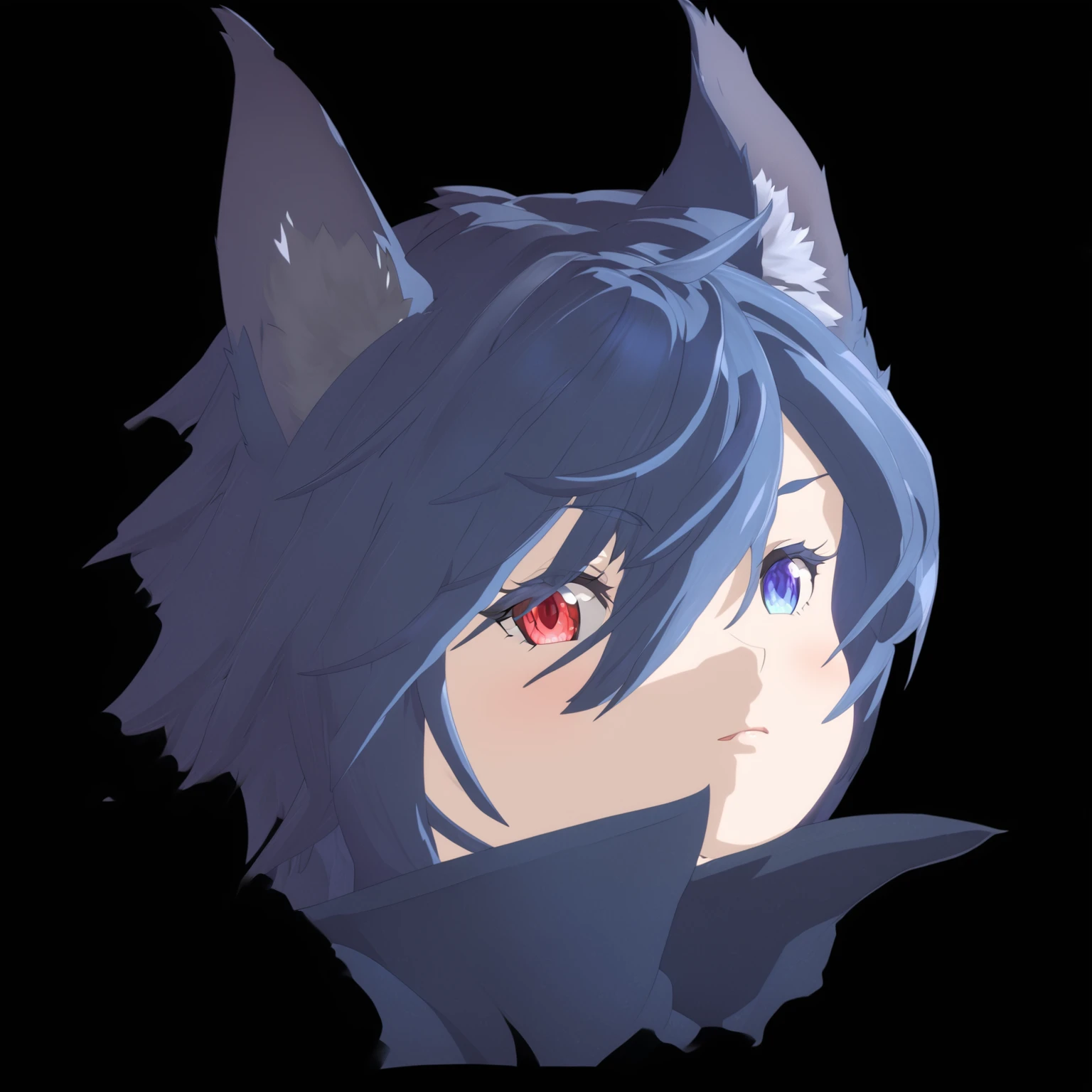 anime girl with blue hair and red eyes looking to the side, 2 d anime style, anime stylized, made with anime painter studio, epic anime style, anime moe artstyle, trigger anime artstyle, anime artstyle, anime catgirl, wolf ears, anime girl with cat ears, anime styled 3d, 2 d anime, in anime style