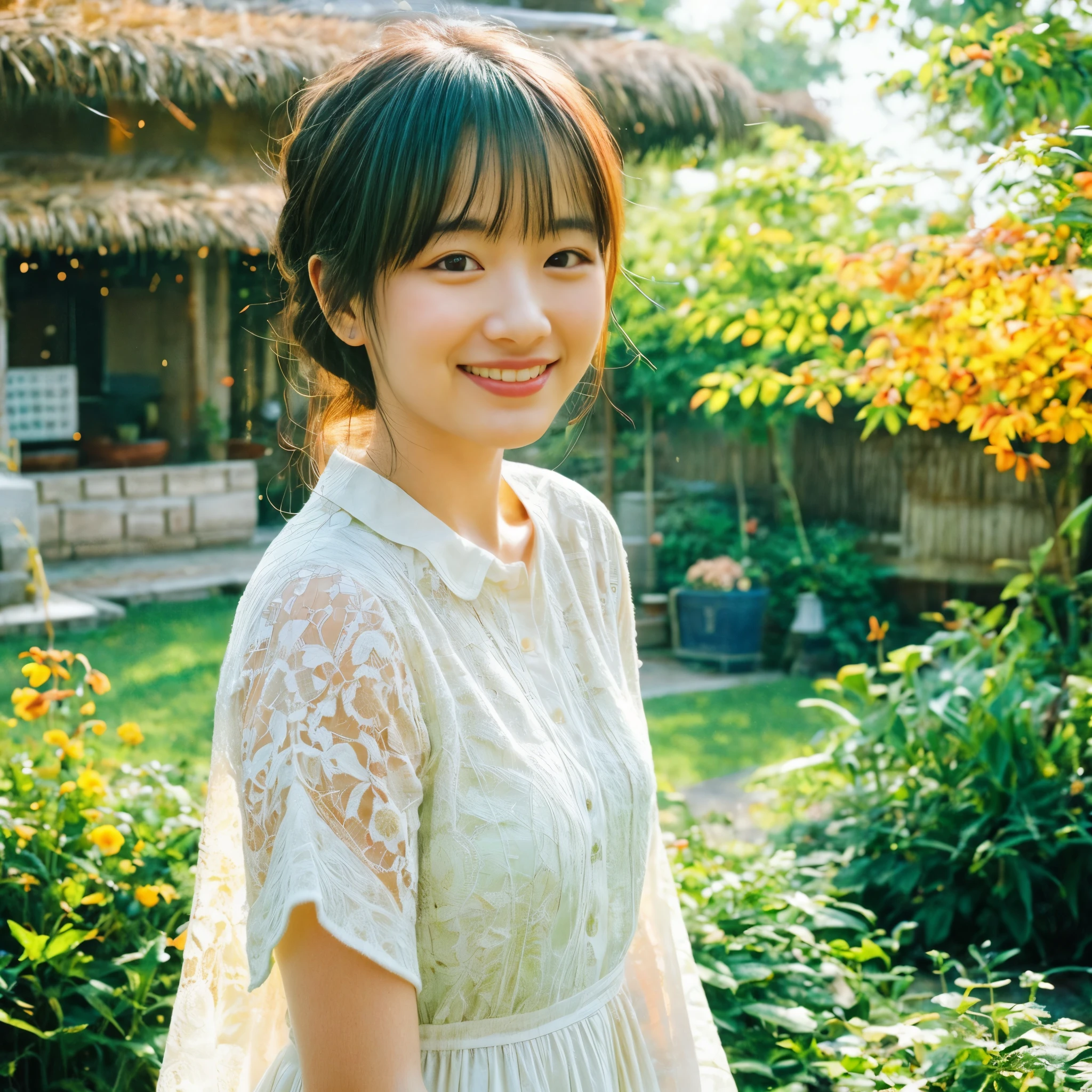 
Design a CD cover in a warm illustration style。hope、Kindness、Try to evoke feelings of transformative power。The setting is a small village surrounded by nature.、A simple and charming house々are lined up。In the center is、光とhopeを象徴する笑顔の少女が立っています。Her smile is、lyrics「Her smile could light the darkest night」To symbolize、It would be nice if it was depicted as a gentle light illuminating the darkness of the night.。

It depicts her interacting with the characters in the village.、For example, an old man who found solace、森の中でhopeを見出す少女、Include scenes such as young people being pulled back from despair.。Each scene is、lyricsのテーマである癒しとKindnessの力を反映してください。Soft yellow、orange、Use warm colors such as gentle greens.、Emphasize feelings of warmth and affection。
。 High resolution, masterpiece, Highest quality, Intricate details, Very detailed, Clear focus, Delicate skin, practical skin texture, texture, Delicate eyes, Professional, 4K, Shot with Canon, 85mm, Shallow and deep,  Kodak Vision Color, Exactly, Very detailed, photograph_\(Extremist\), photographpractical, practical, Post-processing, Maximum details, Roughness, Real Life, Extremist practical, Photorealism, photographgraphy, 8K Ultra HD, photographgraphy