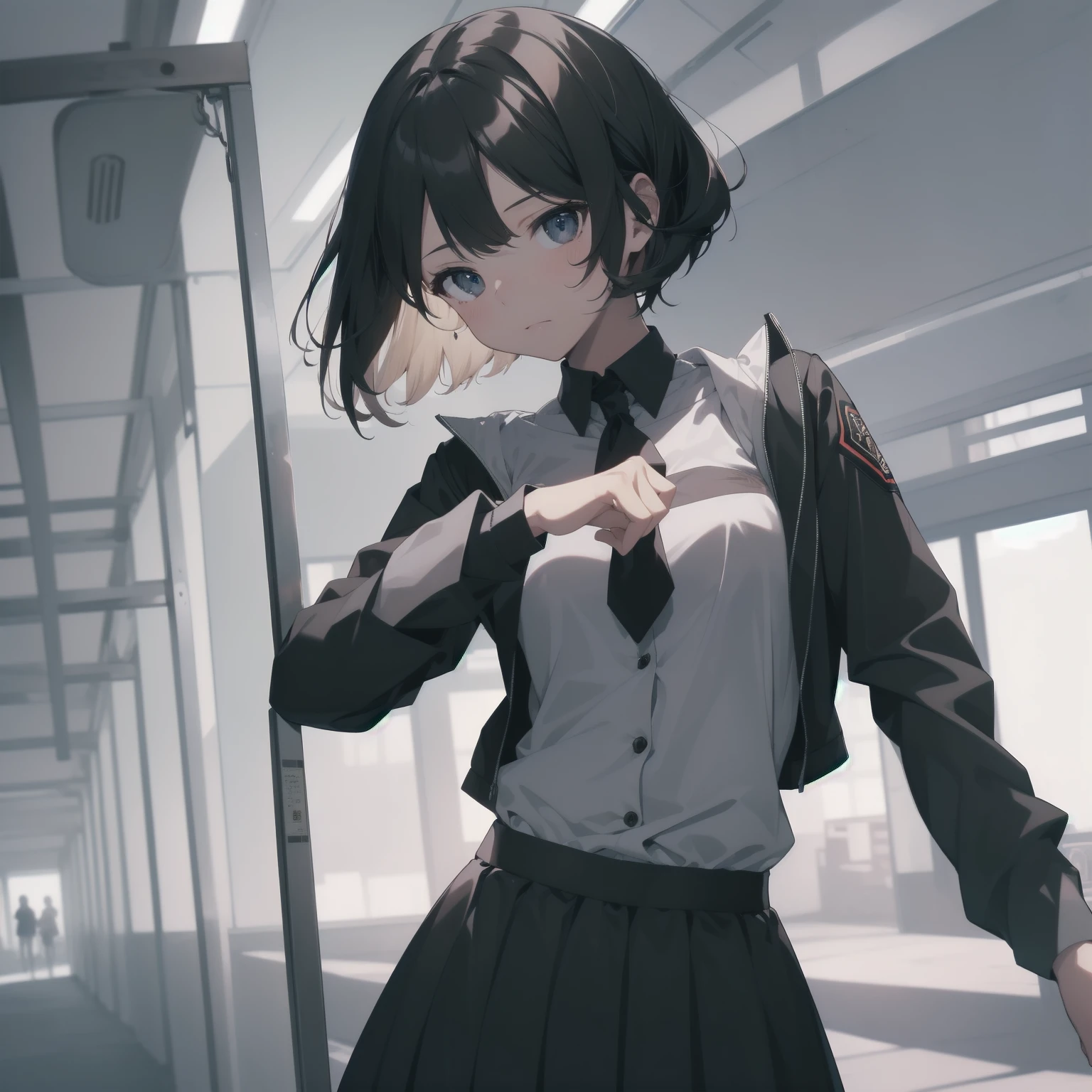 ultra-absurdres-Top quality by artist God, ultra-detailed, high resolution, anime moe artstyle, best anime 8k konachan wallpaper, pixiv contest winner, pool:2810, perfect anatomy,break, 1girl, (Please draw a girl walking sleepily to school alone. )break,(Solo,little female, 13-year-old:1.3),Full limbs, complete fingers,a junior high school student, (very short hair), short cut, flat chest, , small butt, small black eyes, beautiful detailed eyes, well-proportioned iris and pupils, expressive eyes, highres detailed hair, soft expression, salor school_uniform, sailor collar, serahuku, bow, pleated skirt,(Detailed Lighting), (Detailed background), in the School commute route. break,super detailed skin, Best cinematic lighting powered by famous artist, 8k,beauty illustration,photoshop_(medium),very aesthetic,break,((artist:sincos )), artist:clamp ,artist:carnelian ,artist:kantoku ,