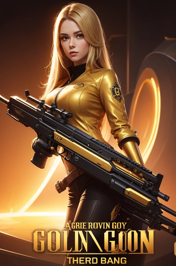 A logo of a golden gun
