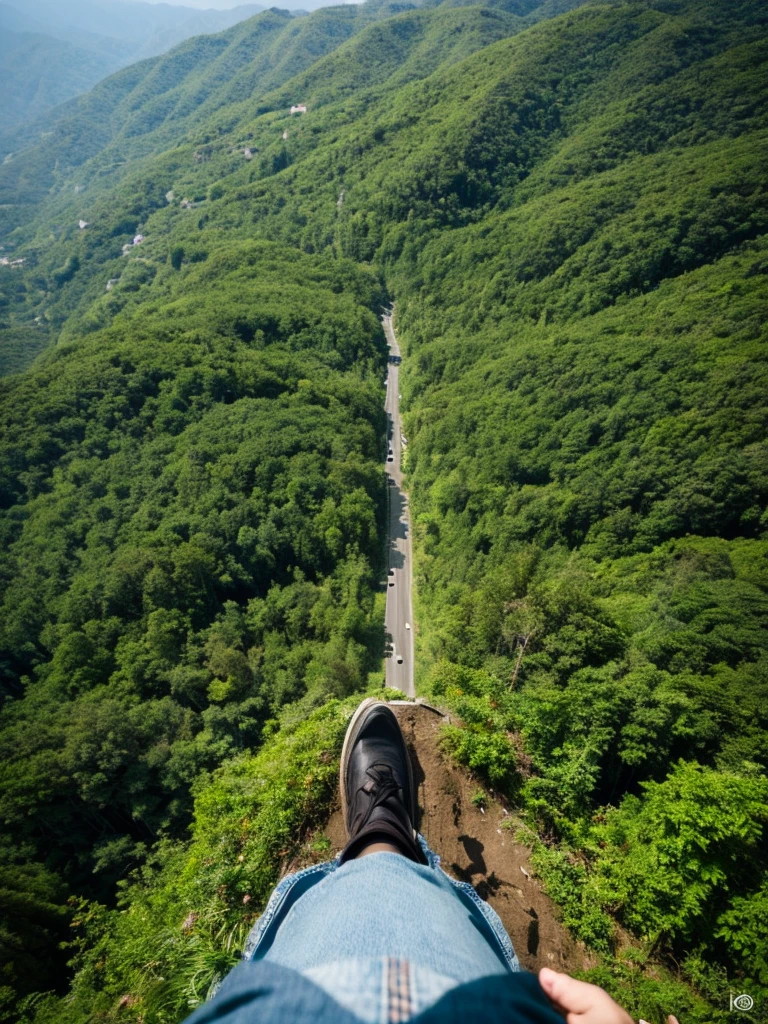 Looking down on the ground from a high mountain