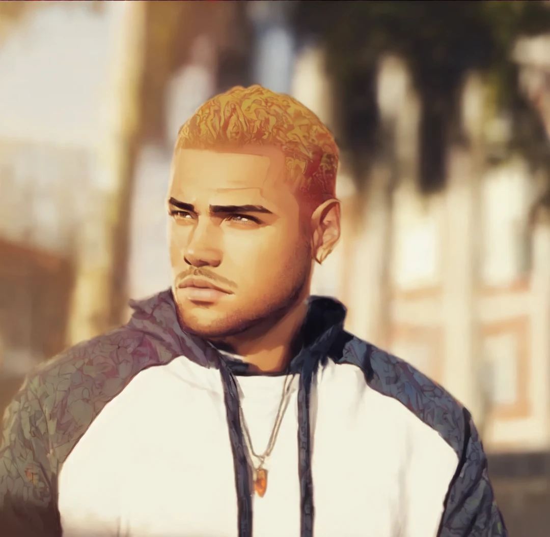 1 men ,Arte gta style ,(Young men:1.5),illustration, digitl art, (gta style:1.5),GTA art style, GTA art bright colors, (cartoon style:1.2),(hyperdetail:1.15), glamorous style, best qualityer, Holistic, high détail, serious,against a large night metropolis, ((Neon lighting)), ((cyber punk)),smooth light,satirical,ass exaggerated,pop art style,swirly vibrant colors,iconic characters,full of action,((The background is a red orange city:1)),floor, Coqueirosbarco
