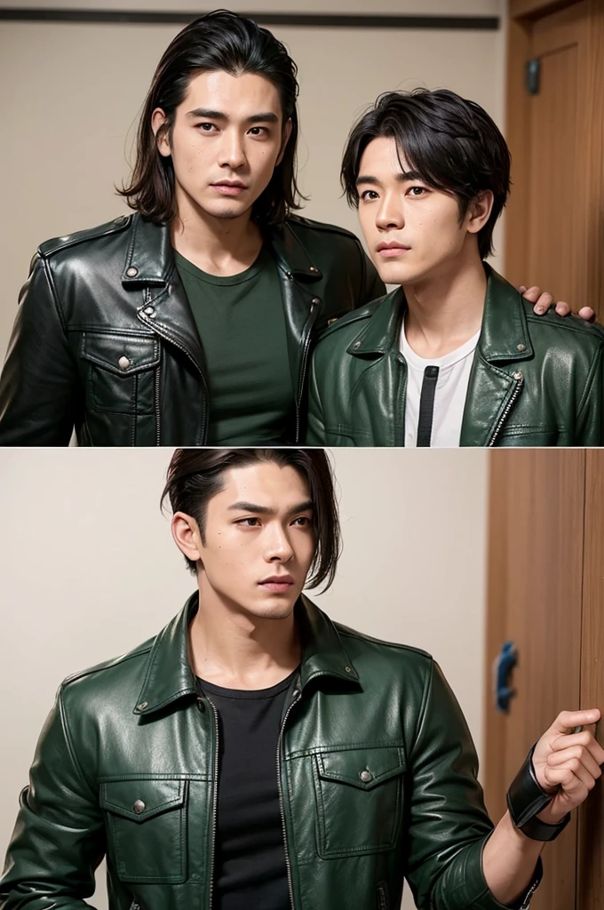 2 male picture but same person only
First picture make character of my action film 21 years old and his name is " Jim ". This man is filipino and attractive because of nose and eyebrow. Wearing leather jacket color dark green and holding pistol. The facial expression of this man is normal, not smiling, not sad.
Second picture, is 62 years old now and teacher !
