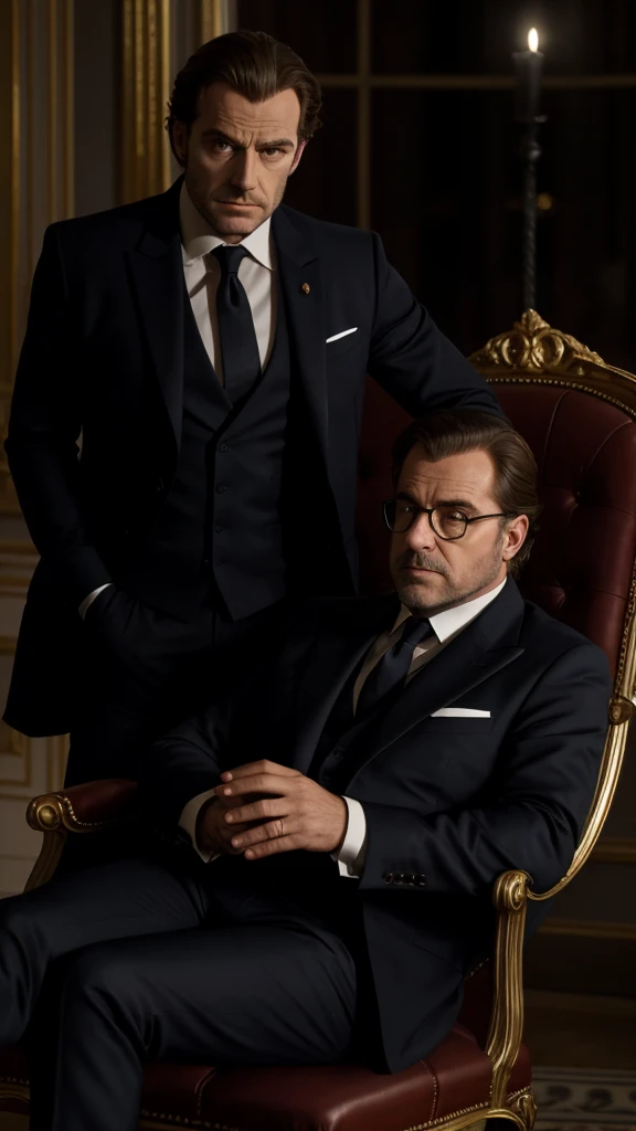 Homme assis sur une chaise aux alentours de minuit racontant des histoire intrigante type thriller