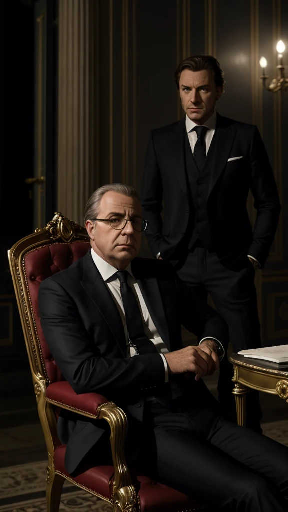 Homme assis sur une chaise aux alentours de minuit racontant des histoire intrigante type thriller