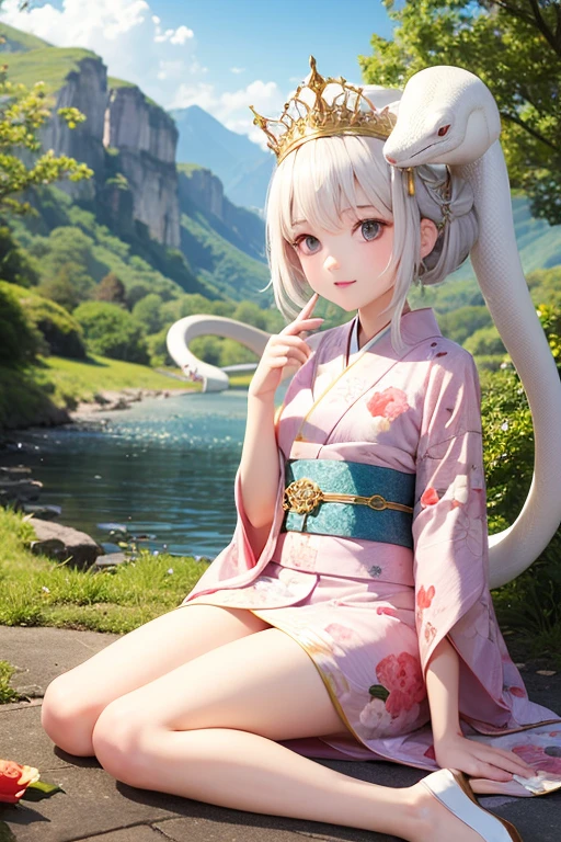 White Snake Princess, kimono, Many white snakes