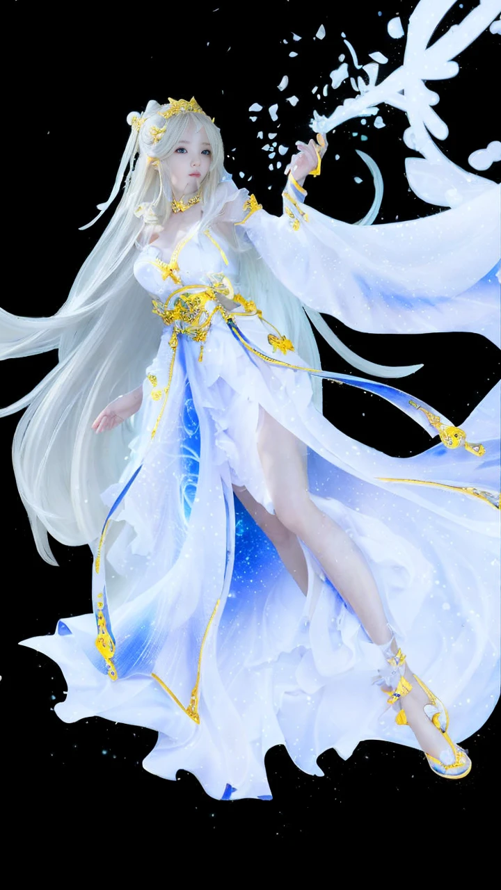 Long blond hair、Dressed in a white dress、anime girl walking on the beach, anime goddess, Kushatt Krenz Key Art Womenswear, Popular on artstation pixiv, long-haired blonde anime girl, Guweiz in Pixiv ArtStation, Cute anime girl in a beautiful skirt, Digital art on pixiv, Azure Lane style, Guweiz on Artstation Pixiv,Long blond hair,White clothes,fixing
