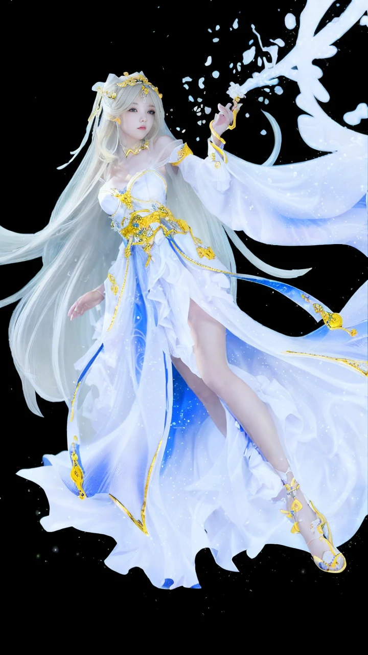 Long blond hair、Dressed in a white dress、anime girl walking on the beach, anime goddess, Kushatt Krenz Key Art Womenswear, Popular on artstation pixiv, long-haired blonde anime girl, Guweiz in Pixiv ArtStation, Cute anime girl in a beautiful skirt, Digital art on pixiv, Azure Lane style, Guweiz on Artstation Pixiv,Long blond hair,White clothes,fixing