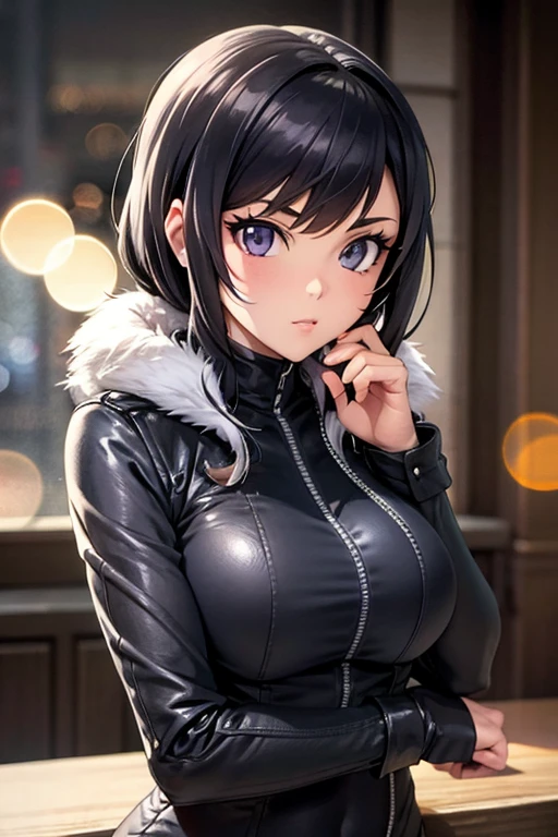 a close up of a woman in a black and purple outfit, thick, commission for high resolution, Extremely detailed Artgerm, cassandra cain in satin, highly detailed exquisite fanart, Ilya Kuvshinov. 4K, villain pose, High-quality, detailed artwork in 8K, 8k art german bokeh, crow portrait, fluffly, sexly, robutts