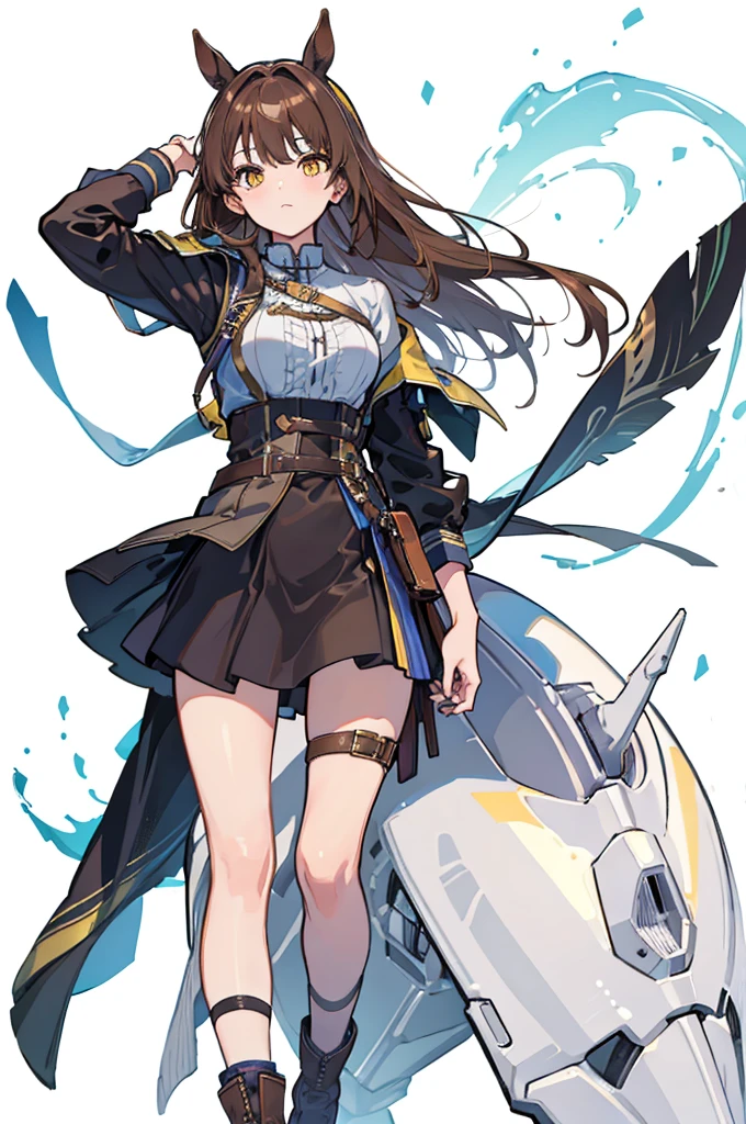(masterpiece), (best quality), (detailed), Lightweight layer，Brown hair，A beautiful girl，Malta，Horse girl，Second Dimension，Yellow eyes，Manual repair，grace，Handsome，Cool