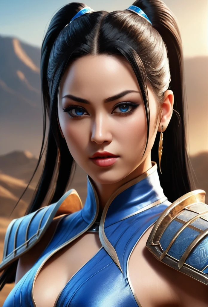 /imagine prompt: Generate an image of the character Kitana from the video game Mortal Kombat::3 with the classic outfit:: --quality .5 --stylize 50, mouth mask, black eyes, long black hair, ponytail, alone, sun , blue sky, extremely detailed and beautiful, with fans in their hands and knives in them :: --quality 0.5 8K, best quality, Art, illustration, extremely delicate and beautiful, Very detailed, CG, wallpaper, (real, photo-real: 1.37), incredible, science fiction, exquisite details, electroplated silver
best quality, realistic, photorealistic, (intricate details: 1,2), (delicate detailed), (cinematic light), clear line, sharp focus, realistic face, detailed face
Unity 8k wallpaper, ultra-high resolution, (photorealistic: 1.4), looking at the viewer