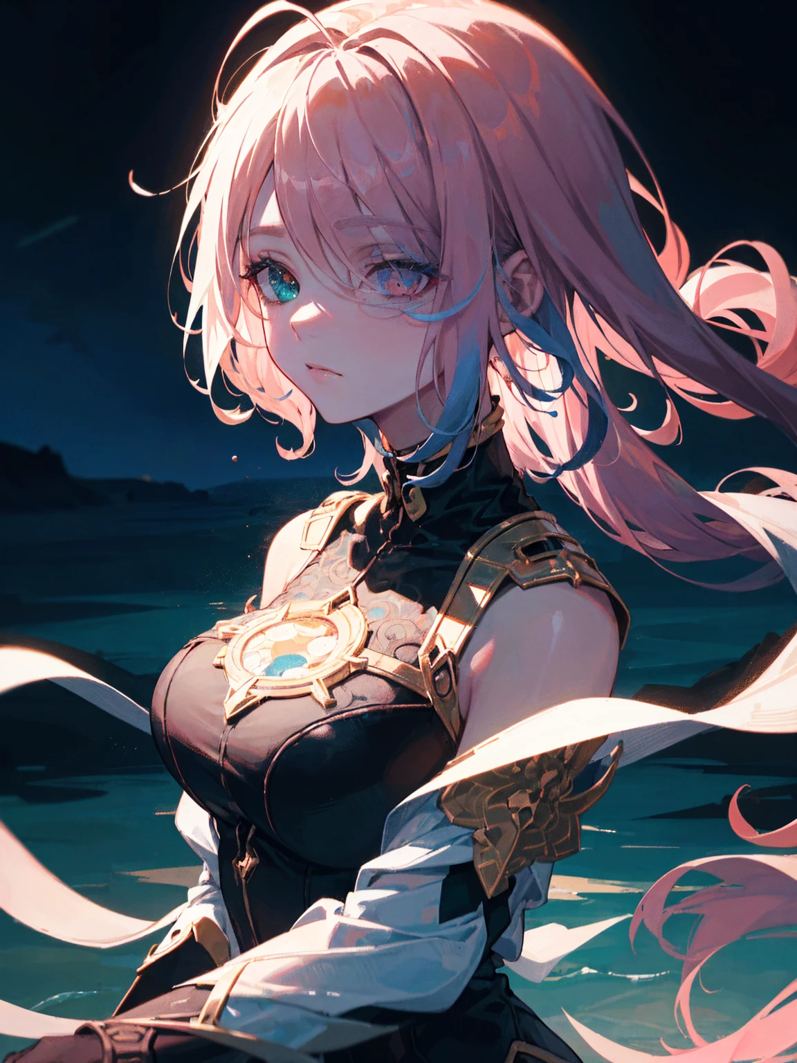 35mm photography, white cropped top, beautiful earth filled with water and lava, (pink_hair:1.3), perfect eyes, (heterochromia), (messy hair), (long ponytail), (hair over one eye), (wavy hair:1.1), sharp focus, 8k HD, crazy detail, intricate, Caenorhabditis elegans, atmospheric 4k hyper-detail, cinematic sensibility, sharp focus, masterpiece, color, surreal, vivid colors, (very detailed CG unity 8k wallpaper), intricate, high detail, sharp focus, realistic, symmetrical, volumetric lighting, beautiful, rich dark masterpiece, Dan Mumford and Mark M. Astrophotography in the style of Simonetti