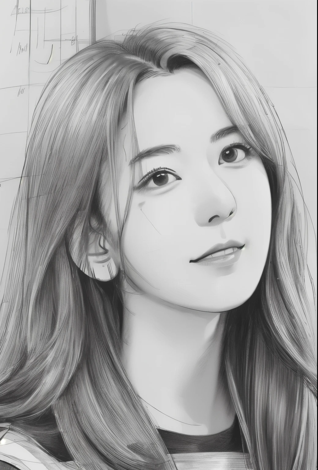 beautiful, alone, 最high quality, High resolution,masterpiece, high quality, One girl, sketch, drawing, pencil speed drawing works, ((user manual, sketch:1.5)), smile,