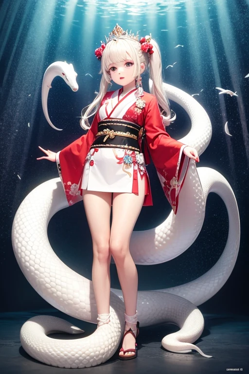 White Snake Princess, kimono, Many white snakes